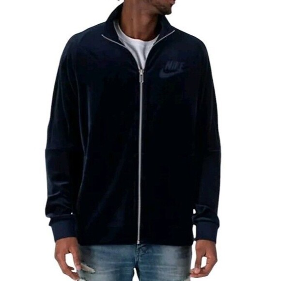 Nike Velour Track Jacket Mens Size 3X Sportswear Midnight Hip Hop Travel Relaxed - Picture 1 of 6
